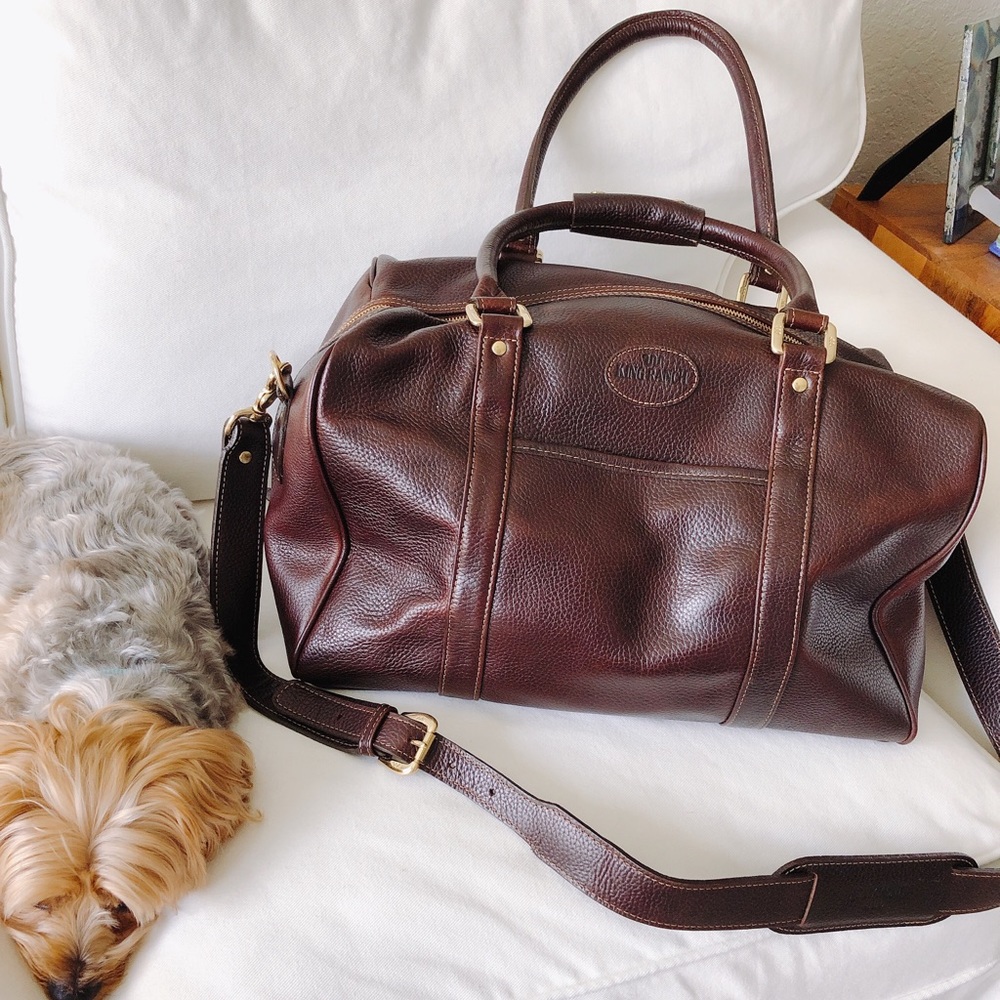 NWOT Leather Zipper Top Duffle Bag